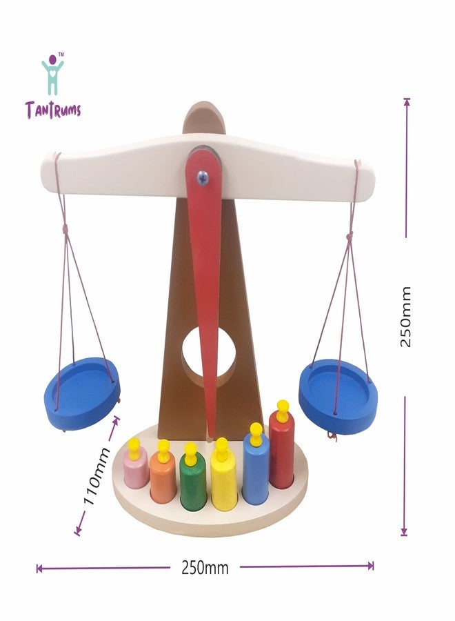 Tantrums Wooden Weighing Balance Toy for Colorful Weights Pre-School Learning Game | Pan Balance Scale for Kids | Education Puzzle Learning Aid for Kids (Multicolor Pieces) - Image 4
